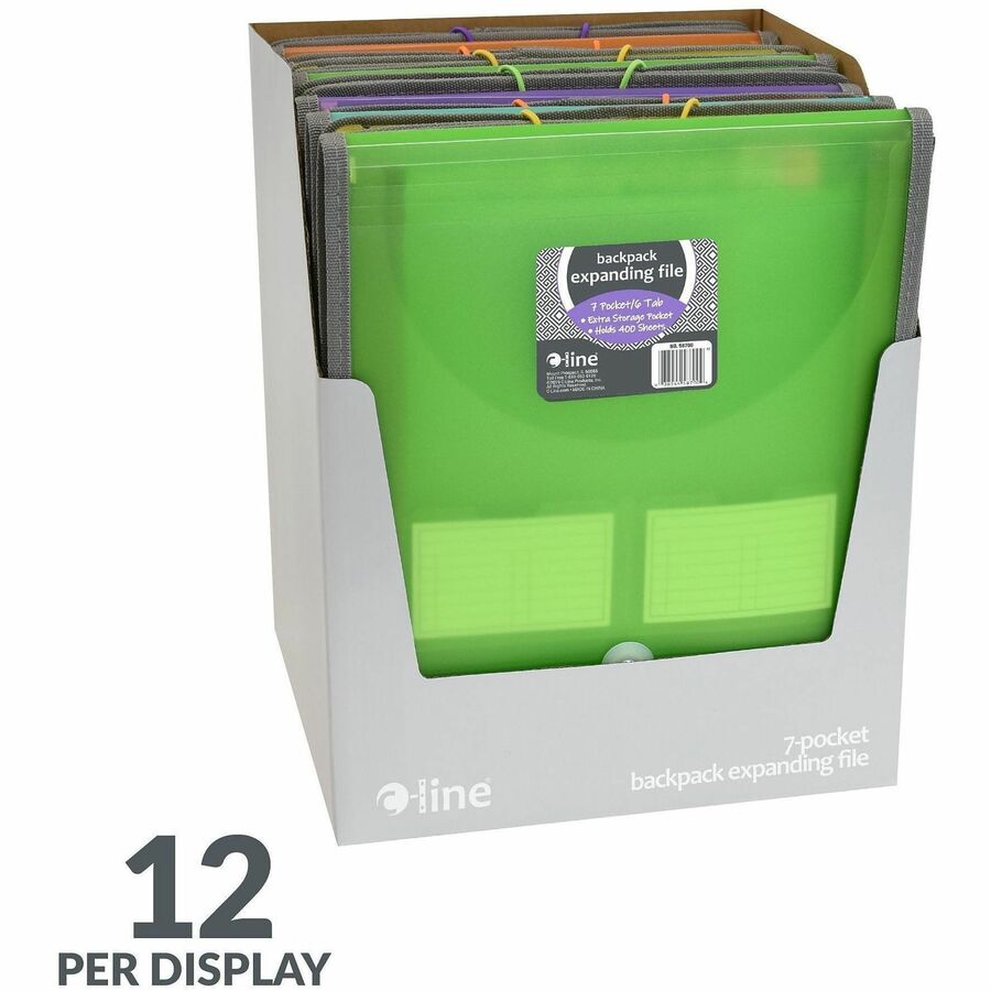 C-Line CLI-58700 Letter Organizer Folder - 8 1/2" x 11" - 400 Sheets Capacity - 7 Front, Internal Pocket - Assorted - 1 