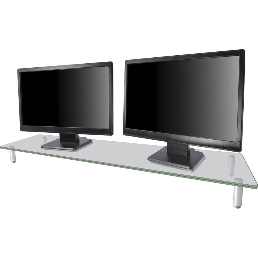 Kantek Extra-Wide Glass Monitor Riser/Desk Shelf - 60 lb Load Capacity - 3.25" Height x 39.40" Width x 10.20" Depth - De