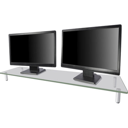 Kantek Extra-Wide Glass Monitor Riser/Desk Shelf - 60 lb Load Capacity - 3.25" Height x 39.40" Width x 10.20" Depth - De