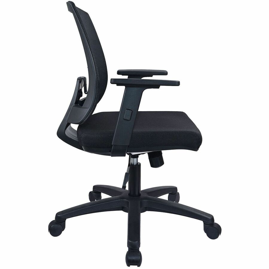 Lorell SOHO Mesh Mid-back Task Chair - Black Seat Color - Fabric Seat Material - Black Back Color - Mesh Back Material -