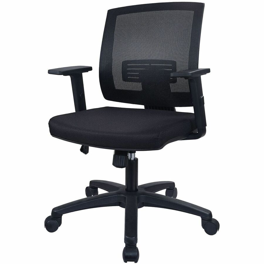 Lorell SOHO Mesh Mid-back Task Chair - Black Seat Color - Fabric Seat Material - Black Back Color - Mesh Back Material -