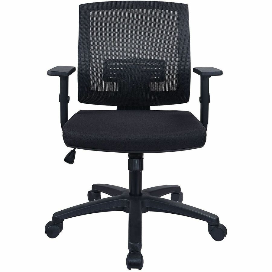 Lorell SOHO Mesh Mid-back Task Chair - Black Seat Color - Fabric Seat Material - Black Back Color - Mesh Back Material -