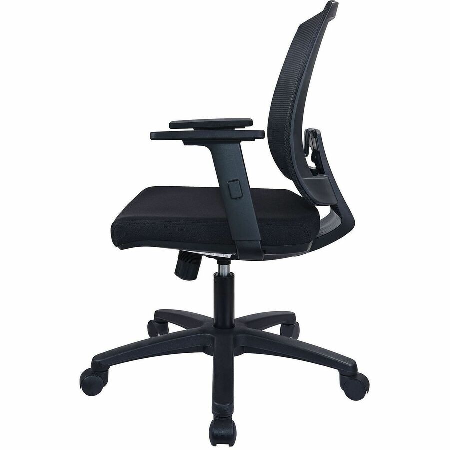 Lorell SOHO Mesh Mid-back Task Chair - Black Seat Color - Fabric Seat Material - Black Back Color - Mesh Back Material -