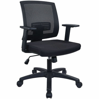 Lorell SOHO Mesh Mid-back Task Chair - Black Seat Color - Fabric Seat Material - Black Back Color - Mesh Back Material -