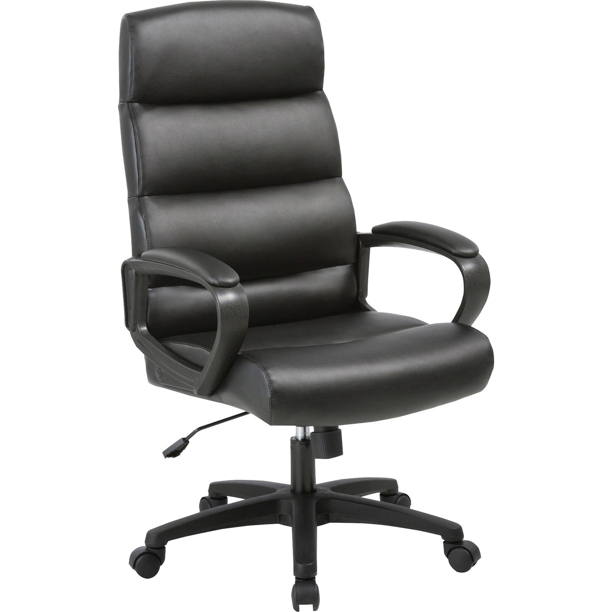 SOHO Colline High-Back Chair with Fixed Arms - Black Seat Color - Bonded Leather Seat Material - Black Back Color - 1 Ea