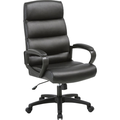 SOHO Colline High-Back Chair with Fixed Arms - Black Seat Color - Bonded Leather Seat Material - Black Back Color - 1 Ea