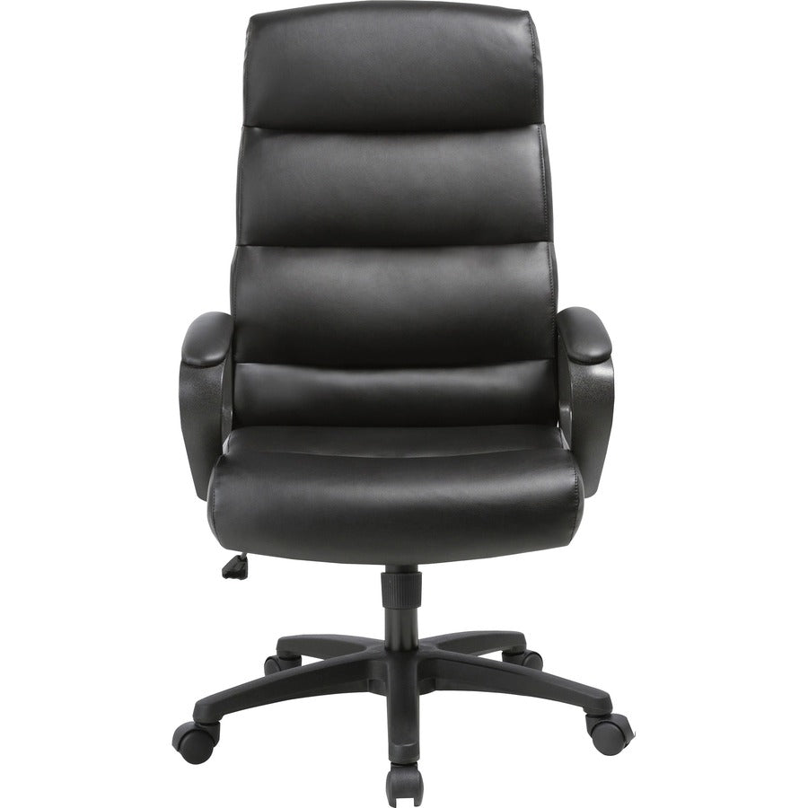 SOHO Colline High-Back Chair with Fixed Arms - Black Seat Color - Bonded Leather Seat Material - Black Back Color - 1 Ea