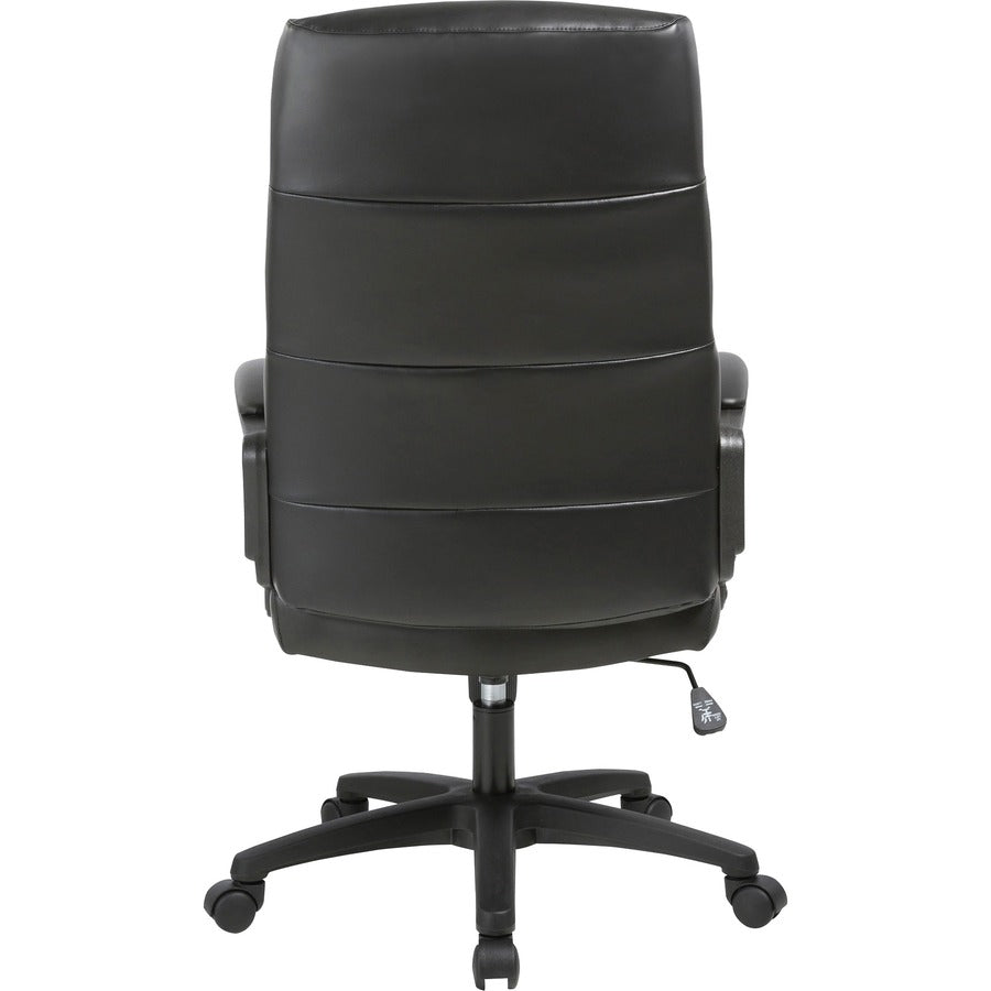 SOHO Colline High-Back Chair with Fixed Arms - Black Seat Color - Bonded Leather Seat Material - Black Back Color - 1 Ea