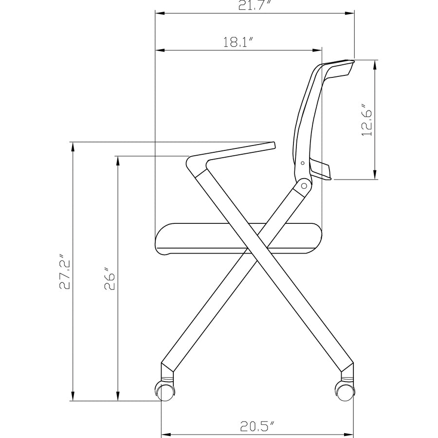Lorell Mobile Mesh Back Nesting Chairs with Arms - Black Seat Color - Fabric Seat Material - Metal Frame Material - 2 / 