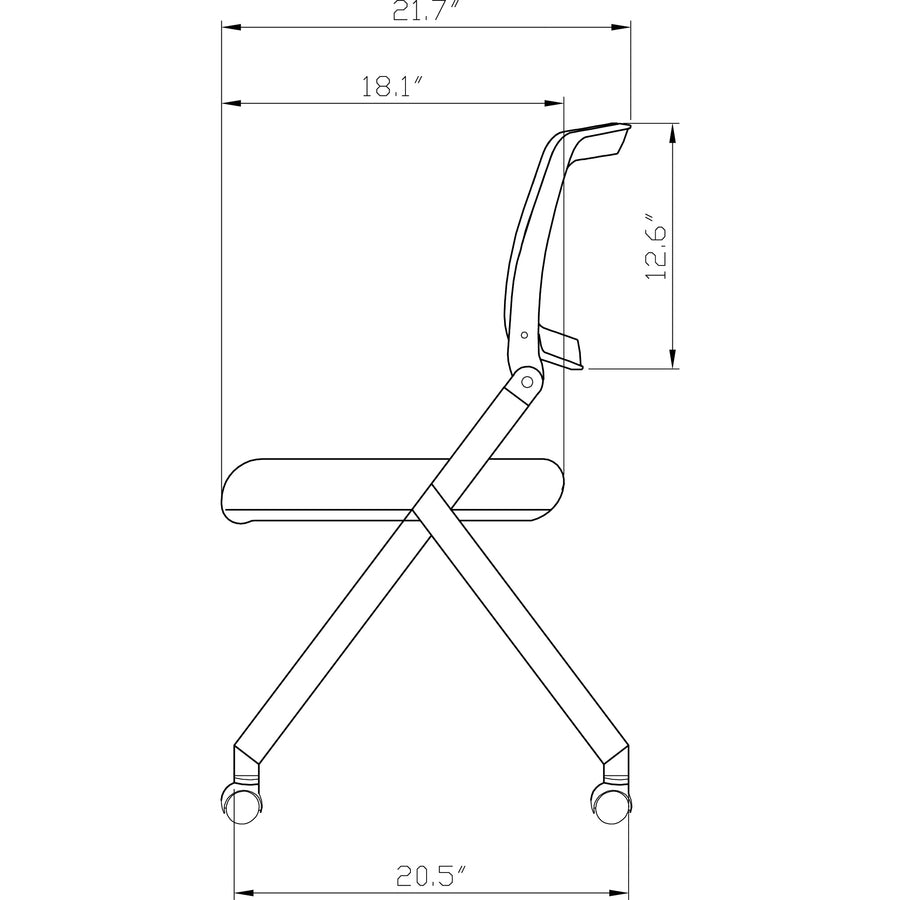 Lorell Mobile Mesh Back Nesting Chairs - Black Seat Color - Fabric Seat Material - Metal Frame Material - 2 / Carton
