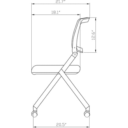 Lorell Mobile Mesh Back Nesting Chairs - Black Seat Color - Fabric Seat Material - Metal Frame Material - 2 / Carton