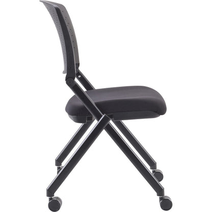 Lorell Upholstered Foldable Nesting Chairs - Black Seat Color - Fabric Seat Material - Black Back Color - Plastic Back M