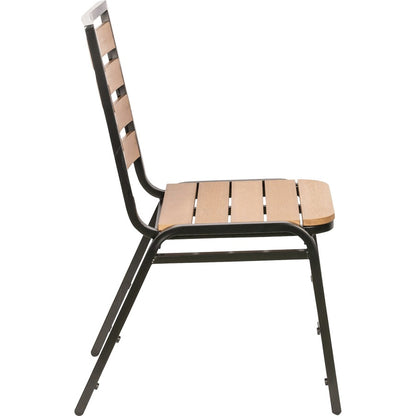 Lorell Outdoor Chairs - Teak Seat Color - Faux Wood Seat Material - Teak Back Color - Faux Wood Back Material - Four-leg