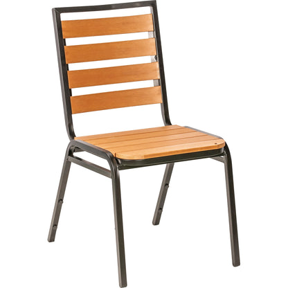 Lorell Outdoor Chairs - Teak Seat Color - Faux Wood Seat Material - Teak Back Color - Faux Wood Back Material - Four-leg