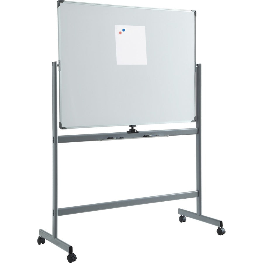Lorell Double-sided Magnetic Whiteboard Easel - 72" (6 ft) Width x 48" (4 ft) Height - White Surface - Rectangle - Floor