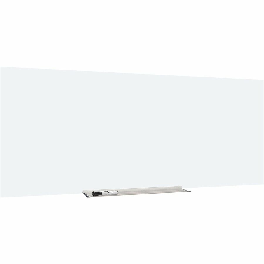 Lorell Magnetic Glass Dry-Erase Board - 96" (8 ft) Width x 48" (4 ft) Height - White Glass Surface - Rectangle - Magneti
