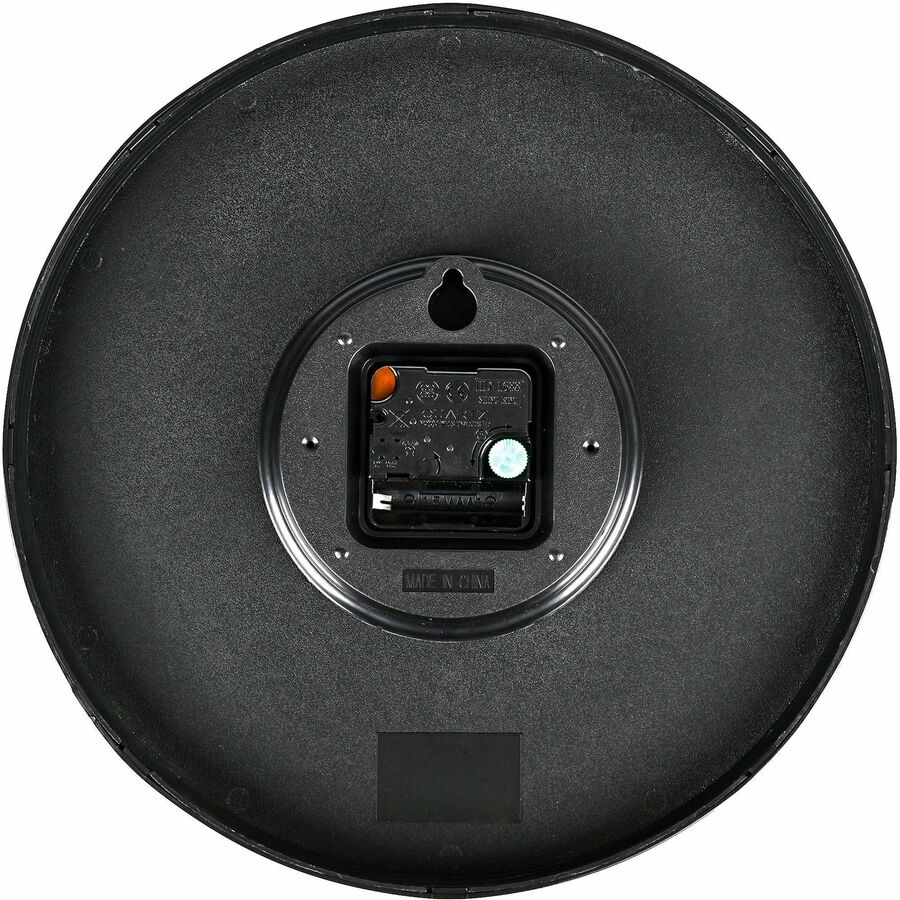 Lorell 12" Round Quiet Wall Clock - Analog - Quartz - Black Case - 1 Each