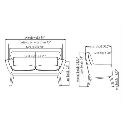 Lorell Quintessence Collection Loveseat - 32.8" Height x 19.8" Width x 53.1" Length - Finish: Gray - 1 Each