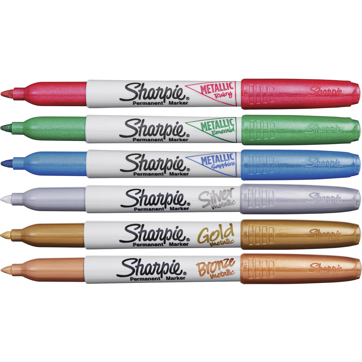 Sharpie Metallic Permanent Marker - Fine Pen Point - Alcohol Based - 6 / Set