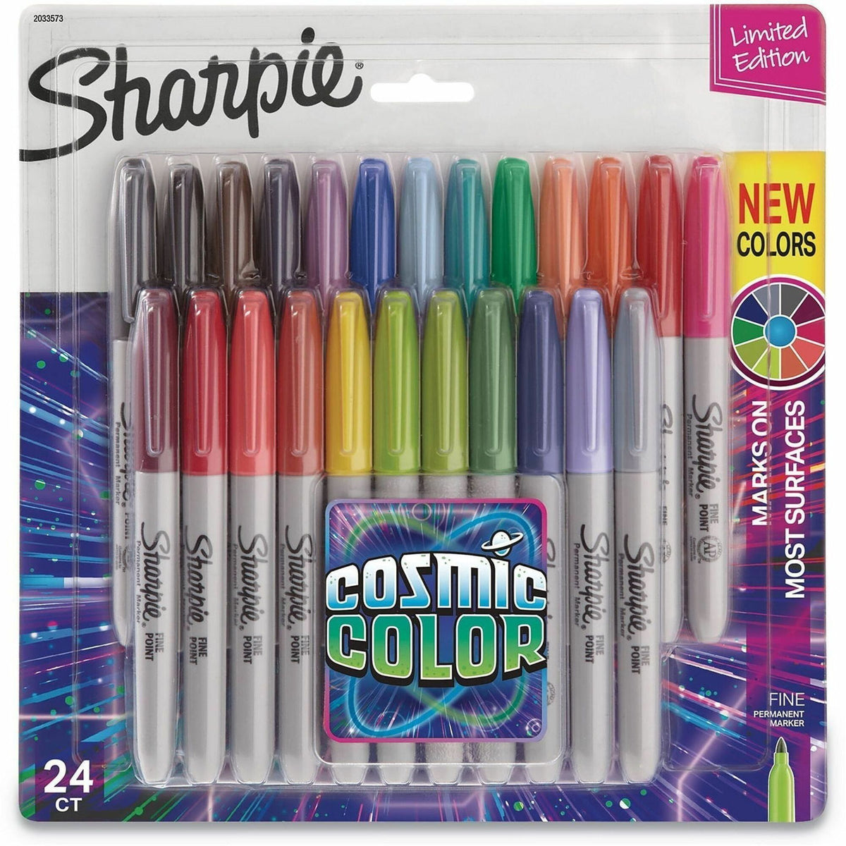 Sharpie Cosmic Color Permanent Markers - Fine Pen Point - 24 / Pack