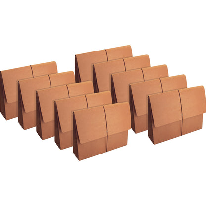 Business Source Letter Recycled File Wallet - 8 1/2" x 11" - 5 1/4" Expansion - Brown - 10 / Box