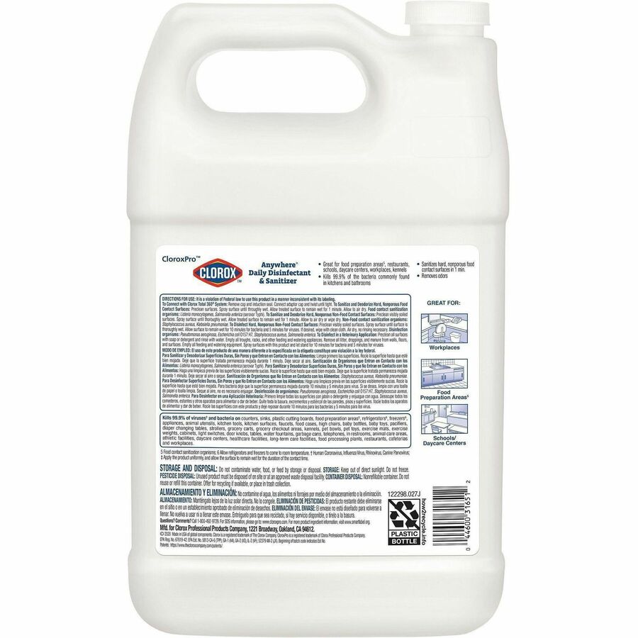 CloroxPro™ Anywhere Daily Disinfectant and Sanitizer Refill - 128 fl oz (4 quart) - Disinfectant, Deodorize, pH Balanced