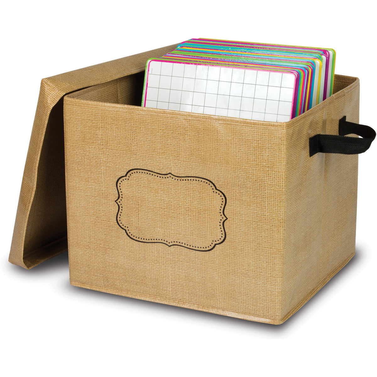Teacher Created Resources Burlap Storage Box - Lift-off Closure - Brown - For Toy, Classroom Supplies, Book, Notepad - 1