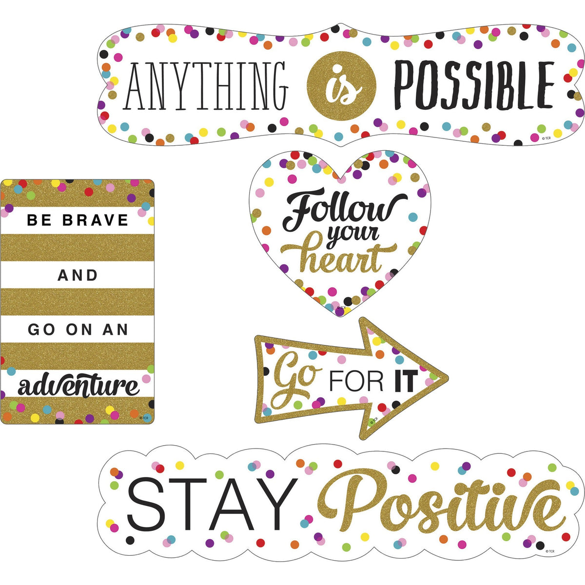 Teacher Created Resources Confetti Positive Accents - Residue-free, Write on/Wipe off - Multicolor - 4 / Carton