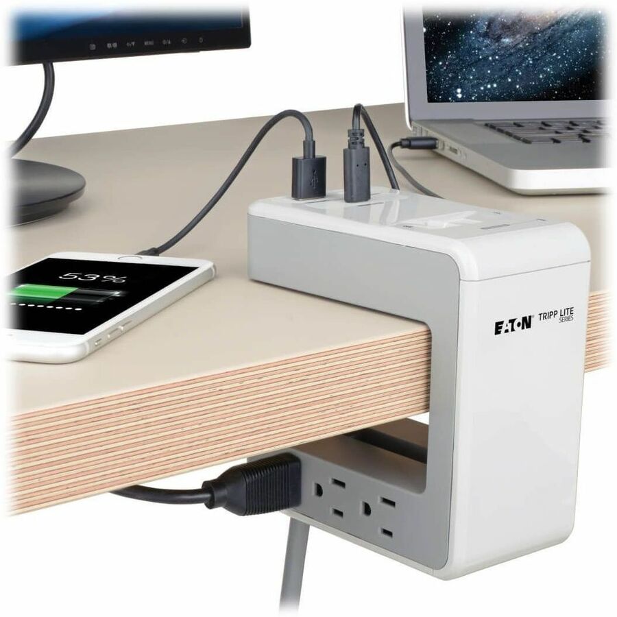 Tripp Lite series Protect It! TLP648USBC 6-Outlet Surge Suppressor/Protector - 6 x NEMA 5-15R, 2 x USB - 1800 VA - 1080 