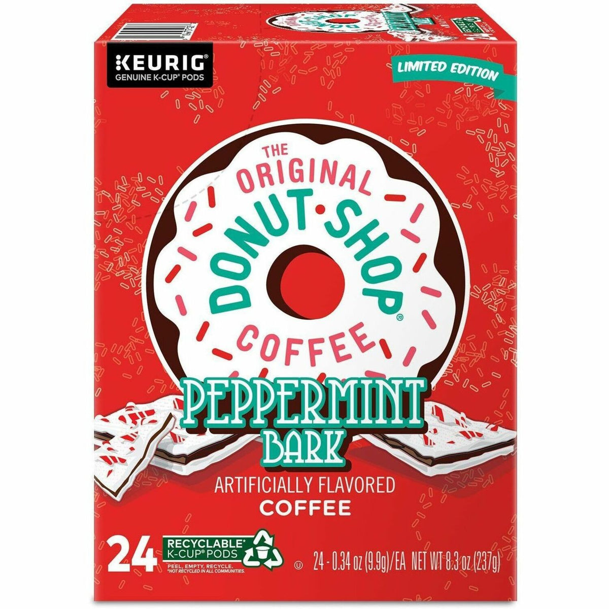 The Original Donut Shop® K-Cup Peppermint Bark Coffee - Compatible with Keurig Brewer - Light - K-Cup - Peppermint Bark 