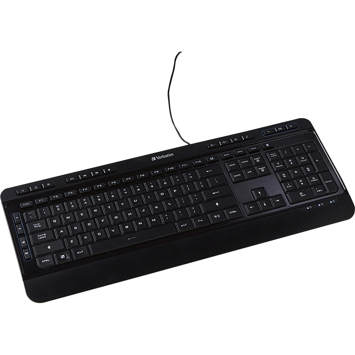 Verbatim Illuminated Wired Keyboard - Cable Connectivity - USB Type A Interface - Media Player Hot Key(s) - Windows, Mac