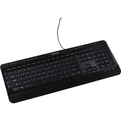 Verbatim Illuminated Wired Keyboard - Cable Connectivity - USB Type A Interface - Media Player Hot Key(s) - Windows, Mac