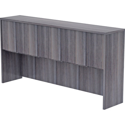 Lorell Essentials Series Stack-on Hutch with Doors - 36" Height x 70.9" Width x 14.8" Depth - 4 Door(s) - Grommet, Durab