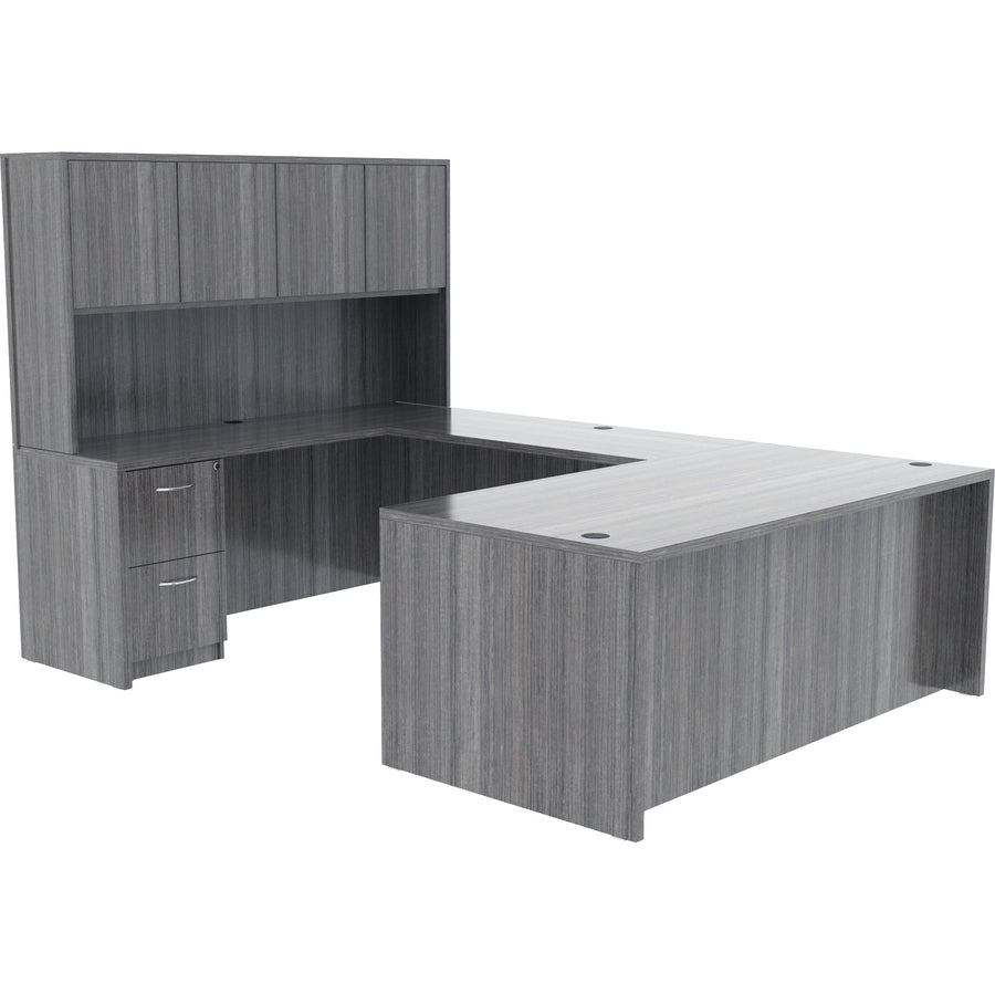 Lorell Essentials Series Stack-on Hutch with Doors - 36" Height x 70.9" Width x 14.8" Depth - 4 Door(s) - Grommet, Durab