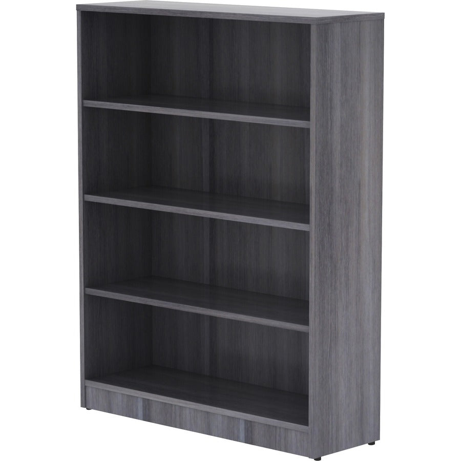 Lorell Laminate Bookcase - 4 Shelf(ves) - 48" Height x 36" Width x 12" Depth - Sturdy, Adjustable Shelf, Square Corner, 