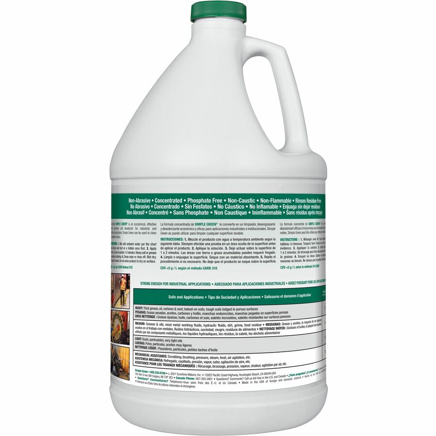 Simple Green Industrial Cleaner/Degreaser - For Multipurpose, Multi Surface - Concentrate - Liquid - 128 fl oz (4 quart)
