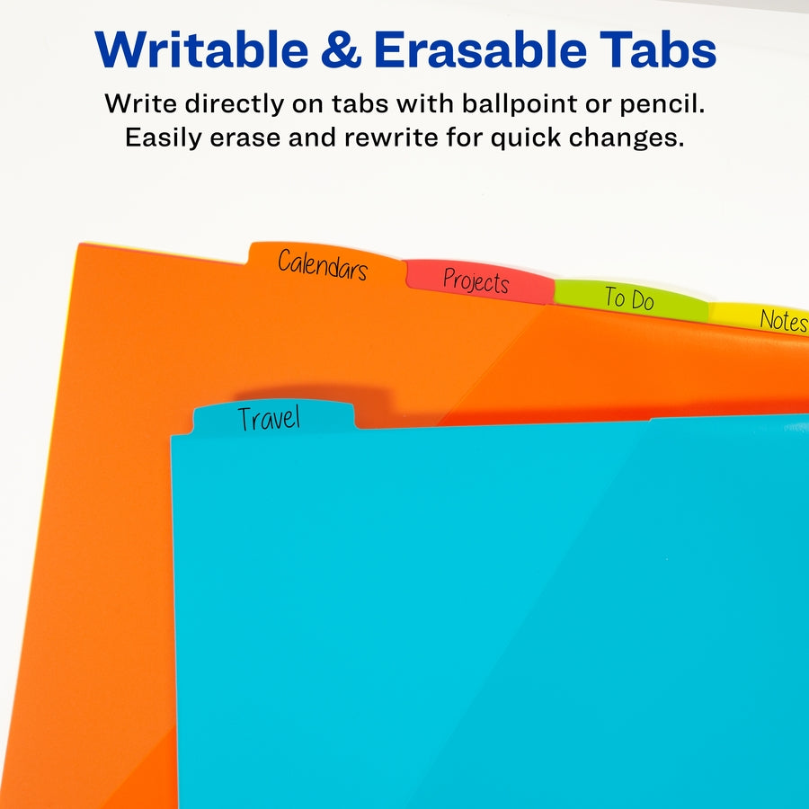 Avery Write & Erase Durable Plastic Dividers with Pocket - 5 x Divider(s) - 5 Write-on Tab(s) - 5 Tab(s)/Set - 1 Set