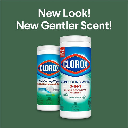 Clorox Disinfecting Cleaning Wipes - Ready-To-Use - Fresh Scent - Anti-bacterial, Textured, Bleach-free - Green - 35/Tub