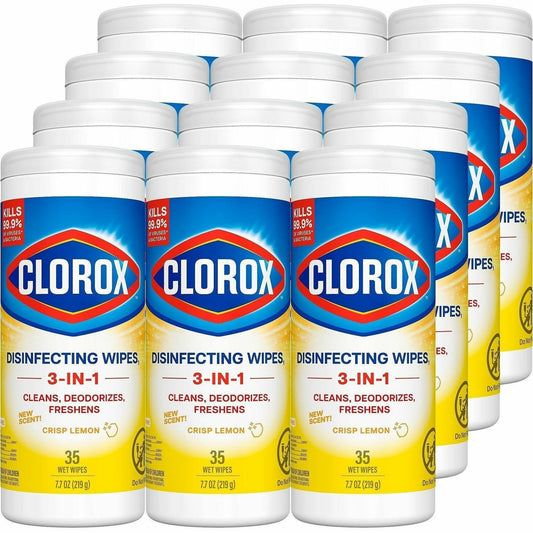 Clorox Disinfecting Cleaning Wipes - Ready-To-Use - Crisp Lemon Scent - Anti-bacterial, Textured, Bleach-free - Yellow -
