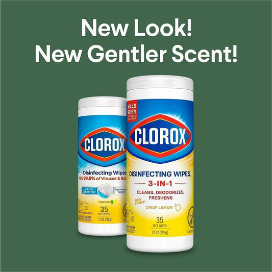 Clorox Disinfecting Cleaning Wipes - Ready-To-Use - Crisp Lemon Scent - Anti-bacterial, Textured, Bleach-free - Yellow -