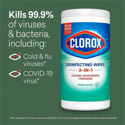 Clorox Disinfecting Wipes, Bleach-Free Cleaning Wipes - For Multipurpose - Fresh Scent - 40 / Bundle