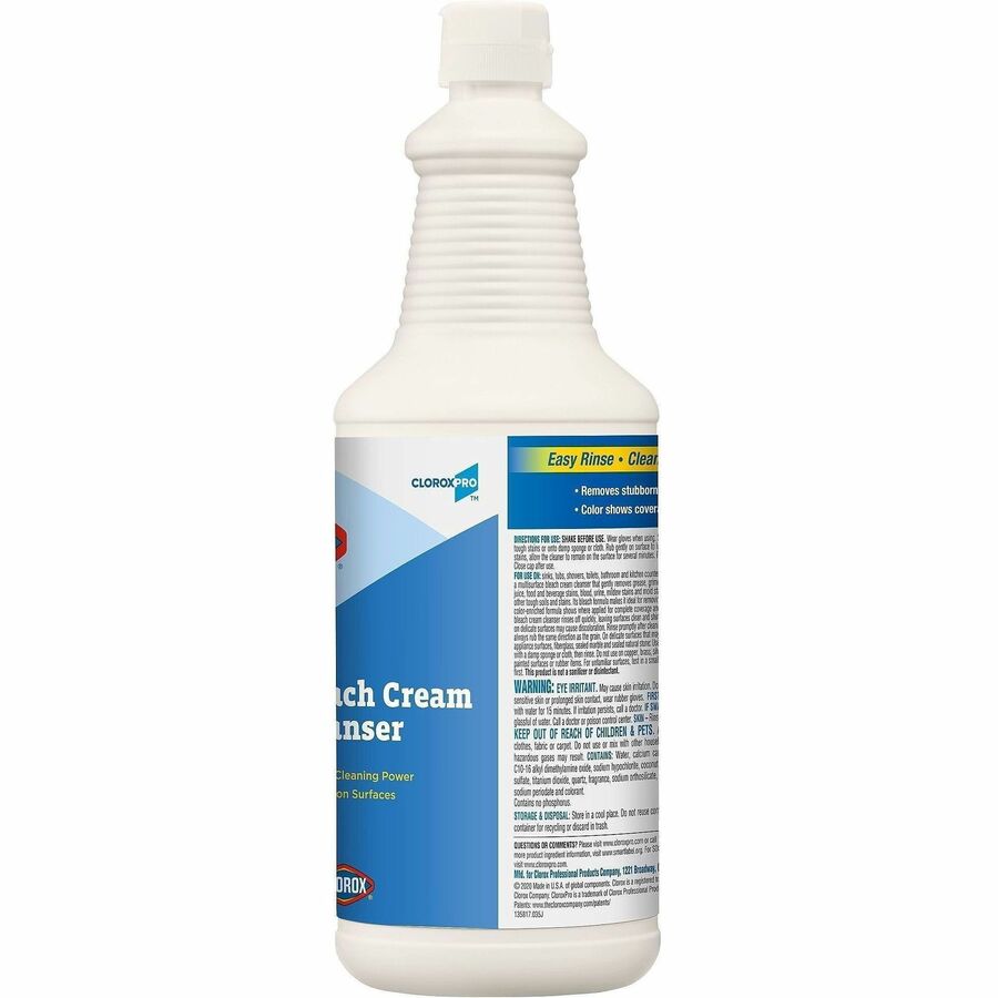 CloroxPro™ Bleach Cream Cleanser - 32 fl oz (1 quart) - Clear - 2 / Pallet