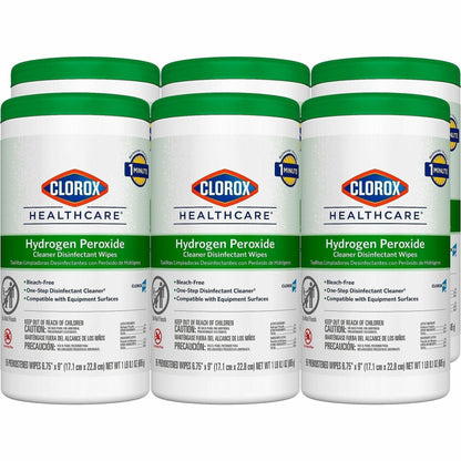 Clorox Healthcare Hydrogen Peroxide Cleaner Disinfectant Wipes - 9" Length x 6.75" Width - Bleach-free, Antibacterial - 