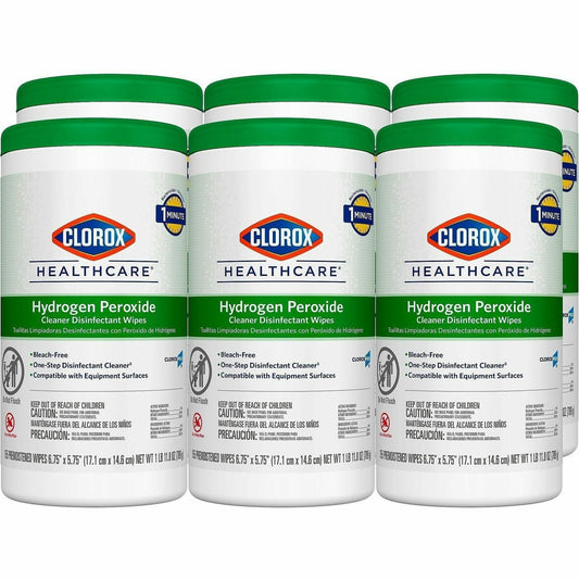 Clorox Healthcare Hydrogen Peroxide Cleaner Disinfectant Wipes - For Multi Surface, Multipurpose - Wipe - 5.75" Length x