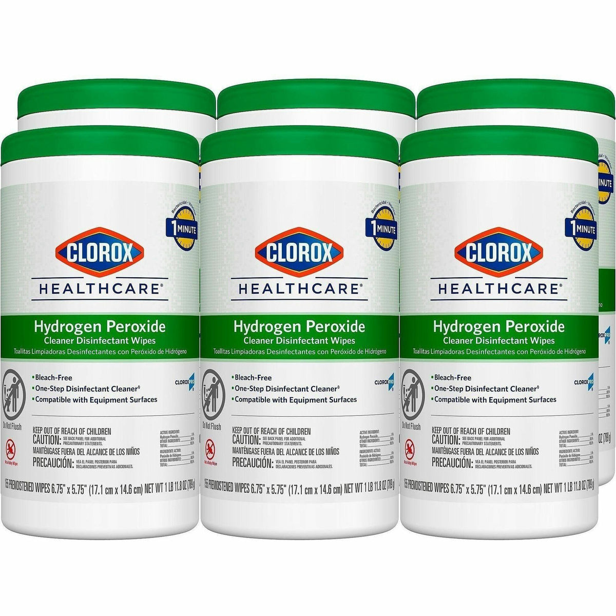 Clorox Healthcare Hydrogen Peroxide Cleaner Disinfectant Wipes - For Multi Surface, Multipurpose - Wipe - 5.75" Length x