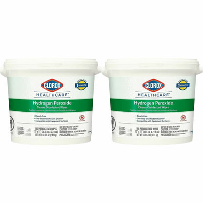 Clorox Healthcare Hydrogen Peroxide Cleaner Disinfectant Wipes - 11" Length x 12" Width - Bleach-free, Antibacterial - W
