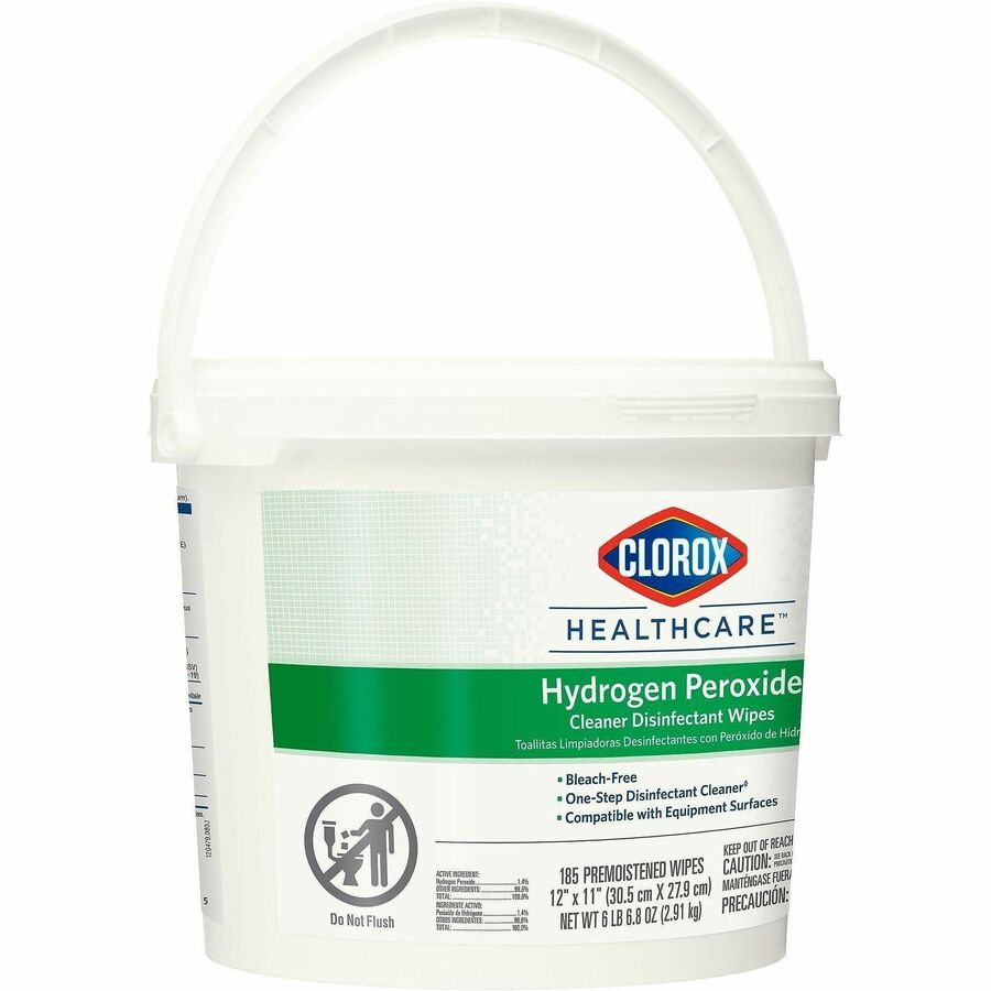 Clorox Healthcare Hydrogen Peroxide Cleaner Disinfectant Wipes - 11" Length x 12" Width - Bleach-free, Antibacterial - W