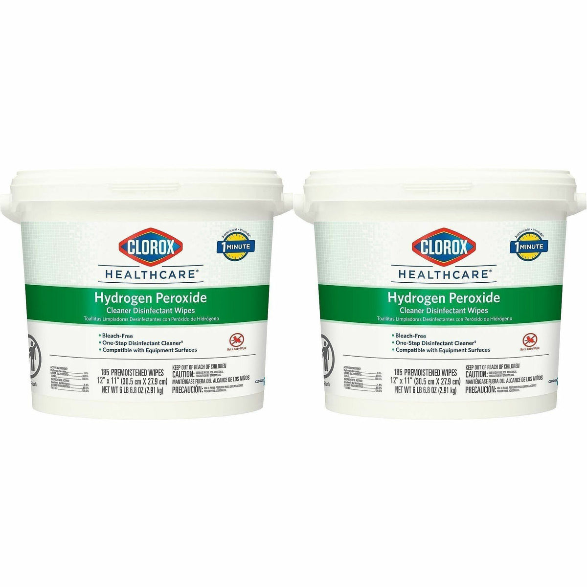 Clorox Healthcare Hydrogen Peroxide Cleaner Disinfectant Wipes - 11" Length x 12" Width - Bleach-free, Antibacterial - W
