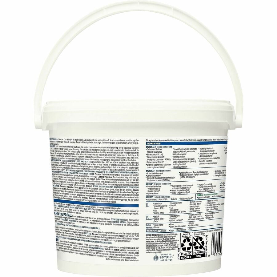 Clorox Healthcare Hydrogen Peroxide Cleaner Disinfectant Wipes - For Multi Surface, Multipurpose - Wipe - 11" Length x 1