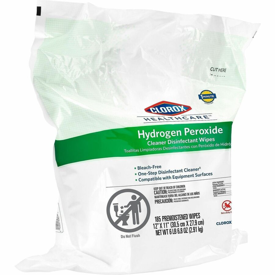 Clorox Healthcare Hydrogen Peroxide Cleaner Disinfectant Wipes Bucket Refill - 11" Length x 12" Width - Bleach-free, Ant